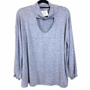 Fantastic Fawn Long Sleeve Grey Keyhole top
